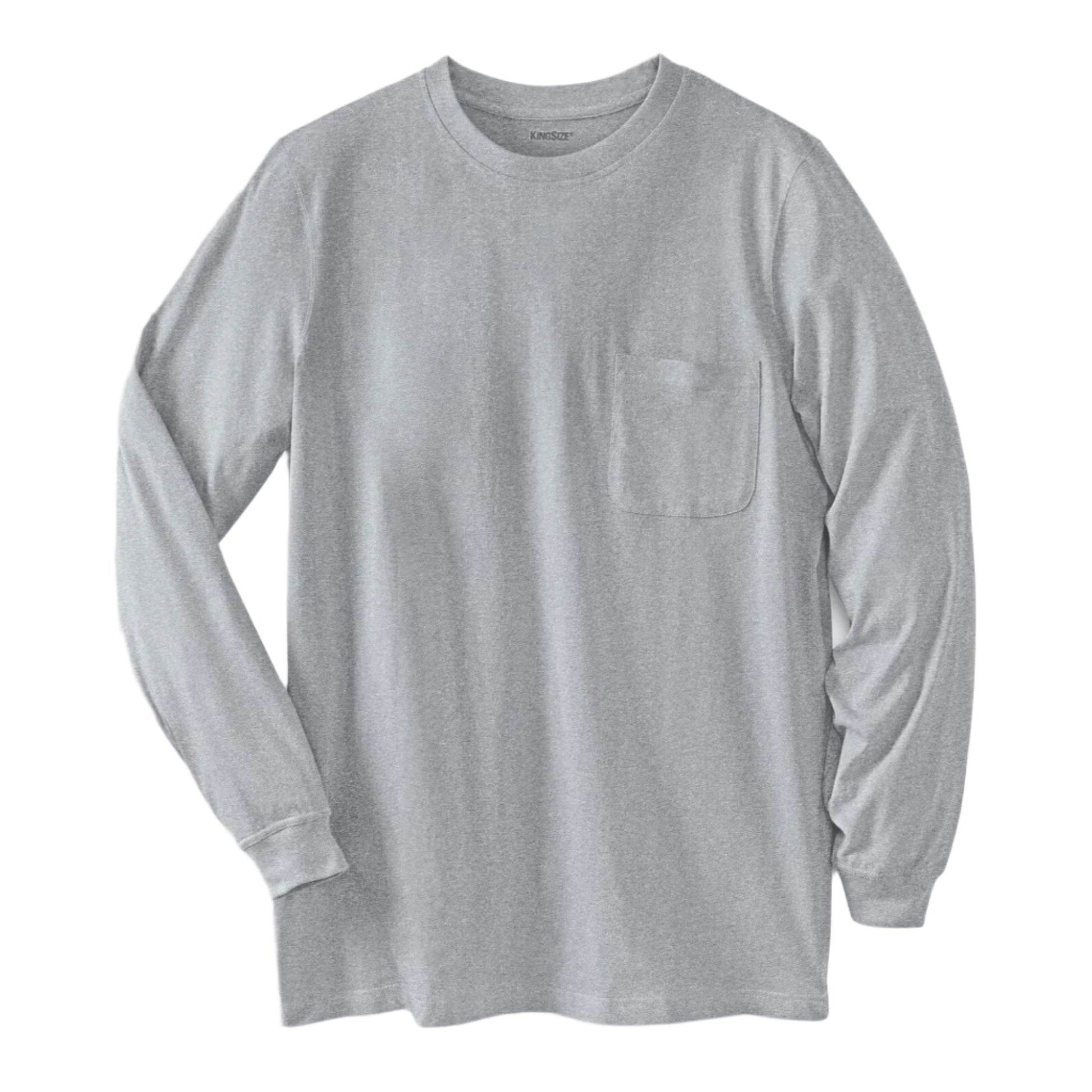 Heather grey long sleeve pocket T-shirt with crewneck and relaxed fit