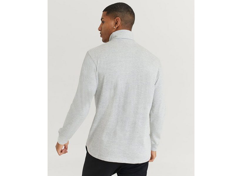 Heather Grey Roll Neck Long Sleeve T-Shirt PSM-4171