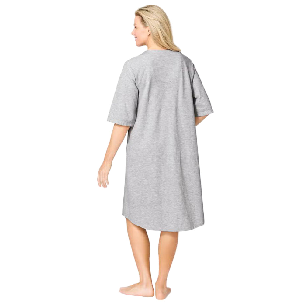 Flat-lay of Heather Grey French Terry Zip-Front Robe on neutral background