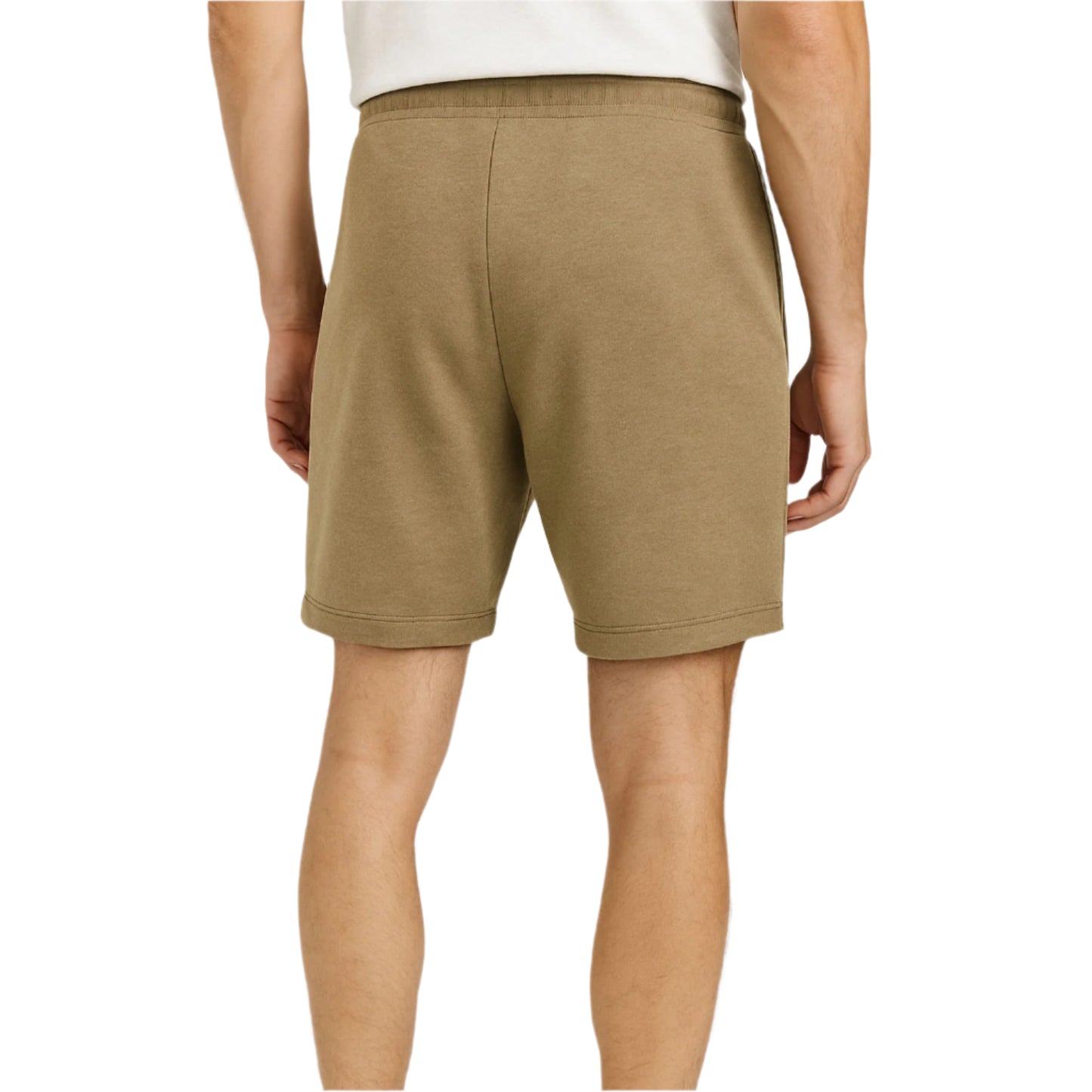 Heather Khaki plus size terry shorts with side-zip pockets and elastic waist