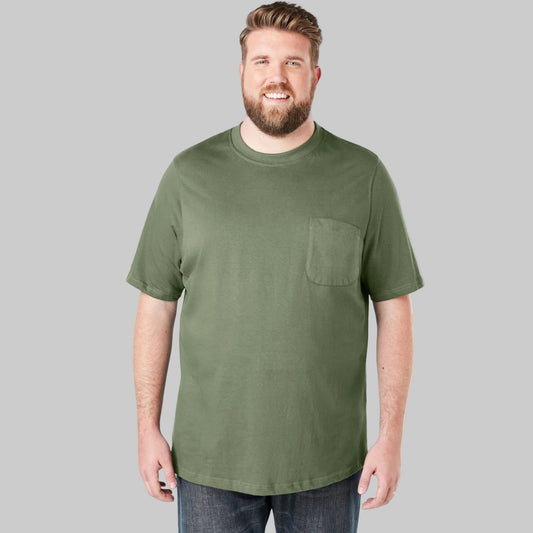 Heather Moss Green Big & Tall Pocket Crewneck T-Shirt for Men