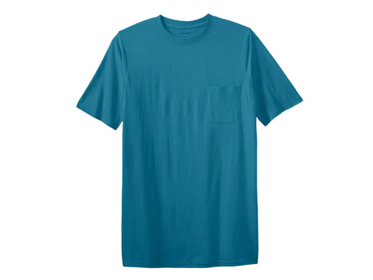 Heather Teal Big & Tall Pocket Crewneck T-Shirt with relaxed fit and chest pocket