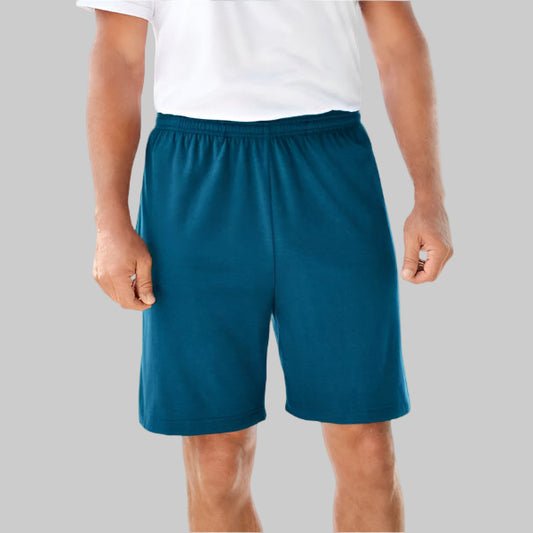Heather Teal Lightweight Jersey Big Size Shorts with an elastic waistband, drawstring, and breathable fabric for all-day comfort and ease of movement.