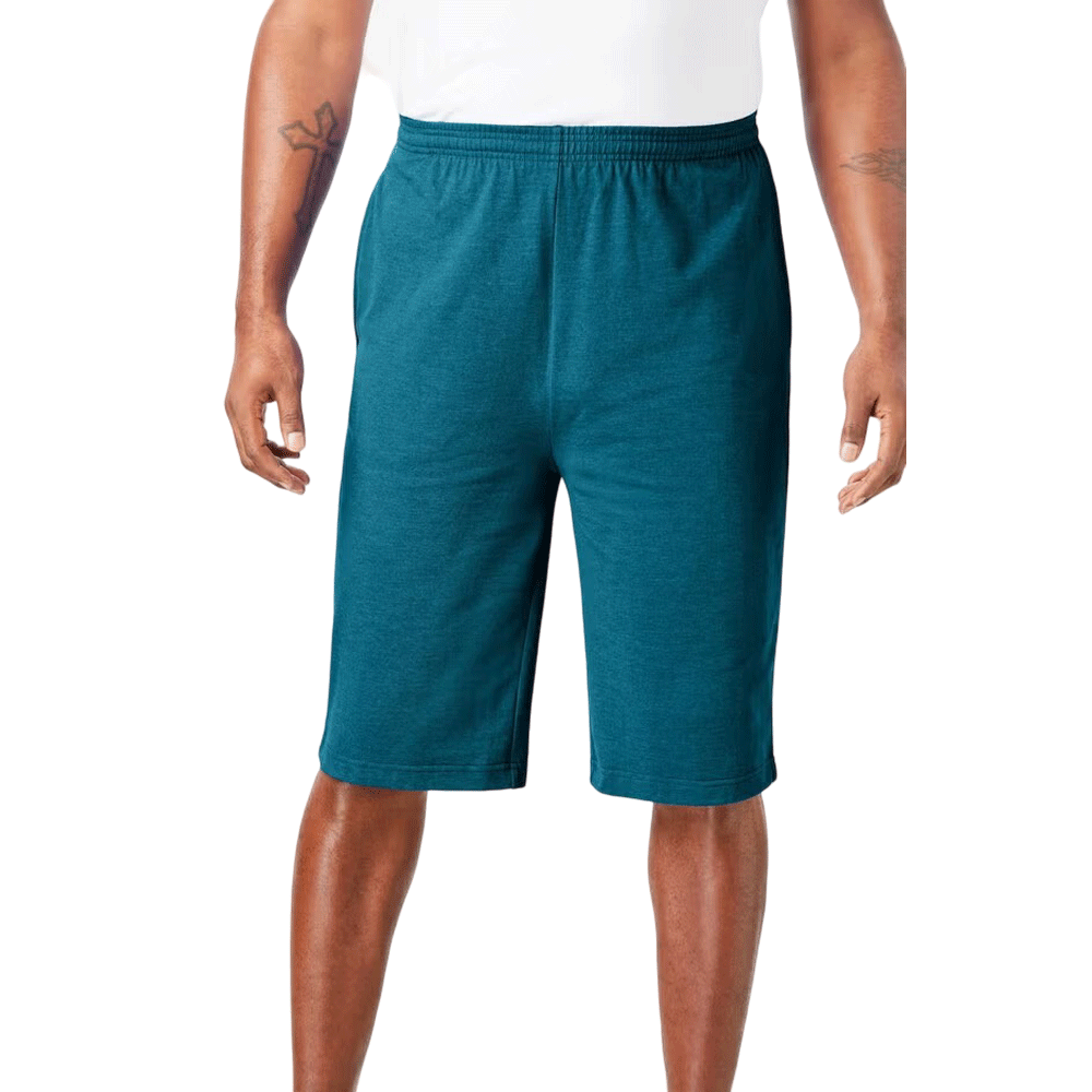 Heather Teal Lightweight Jersey Big Size Shorts with soft fabric, an adjustable drawstring, and side pockets for ultimate comfort and versatility.