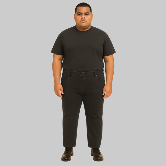 Flat lay of Heather Charcoal Stretch Jeans in dark wash stretch denim