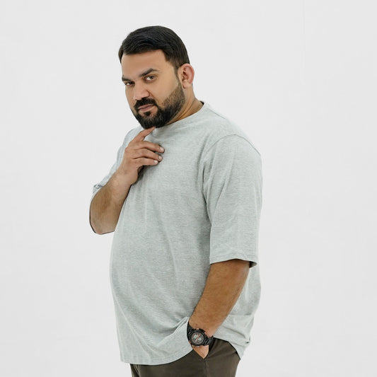 Plain Heather Grey Plus Size Crewneck T-Shirt PSM-8990