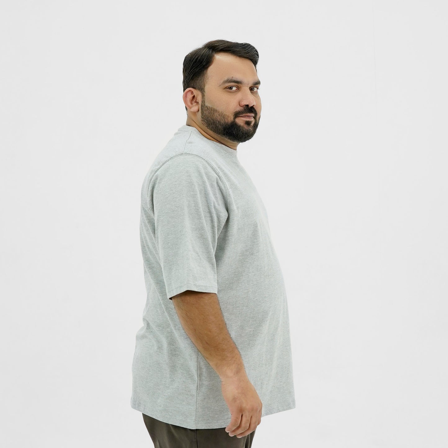 Plain Heather Grey Plus Size Crewneck T-Shirt PSM-8990