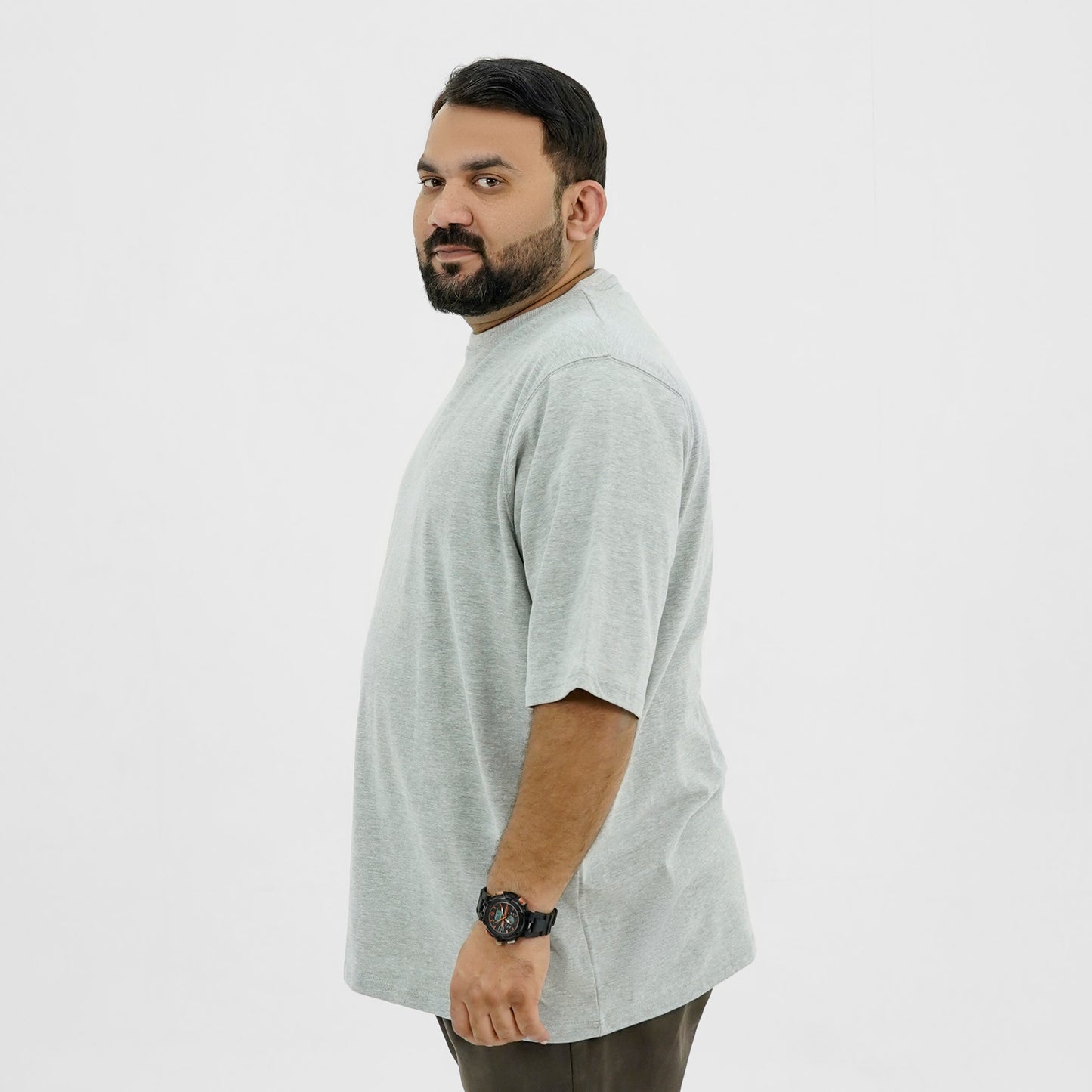 Plain Heather Grey Plus Size Crewneck T-Shirt PSM-8990