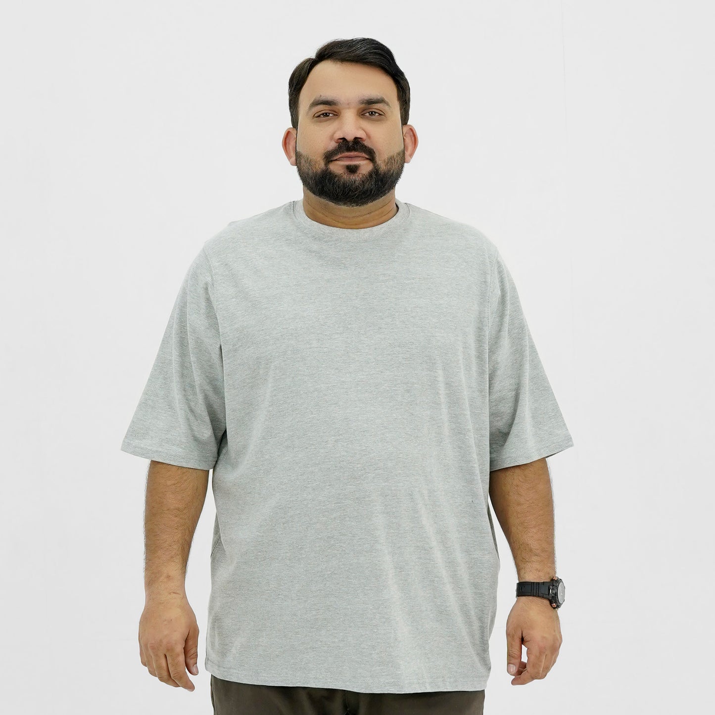 Plain Heather Grey Plus Size Crewneck T-Shirt PSM-8990