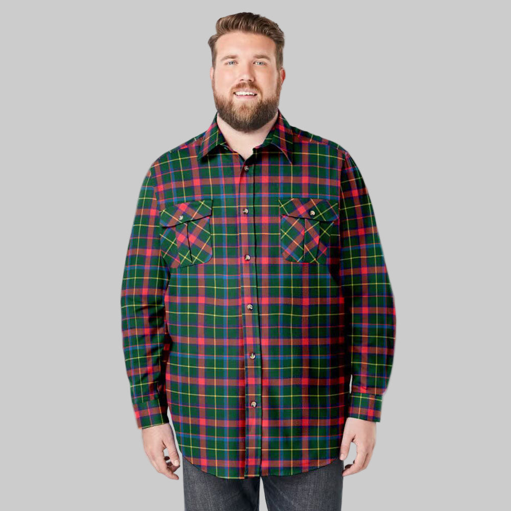 Holiday-themed multi plaid flannel shirt with chest pocket in Big & Tall sizing
