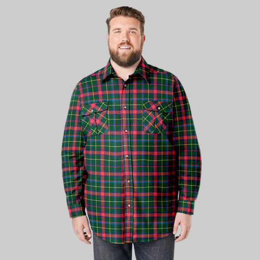 Holiday-themed multi plaid flannel shirt with chest pocket in Big & Tall sizing