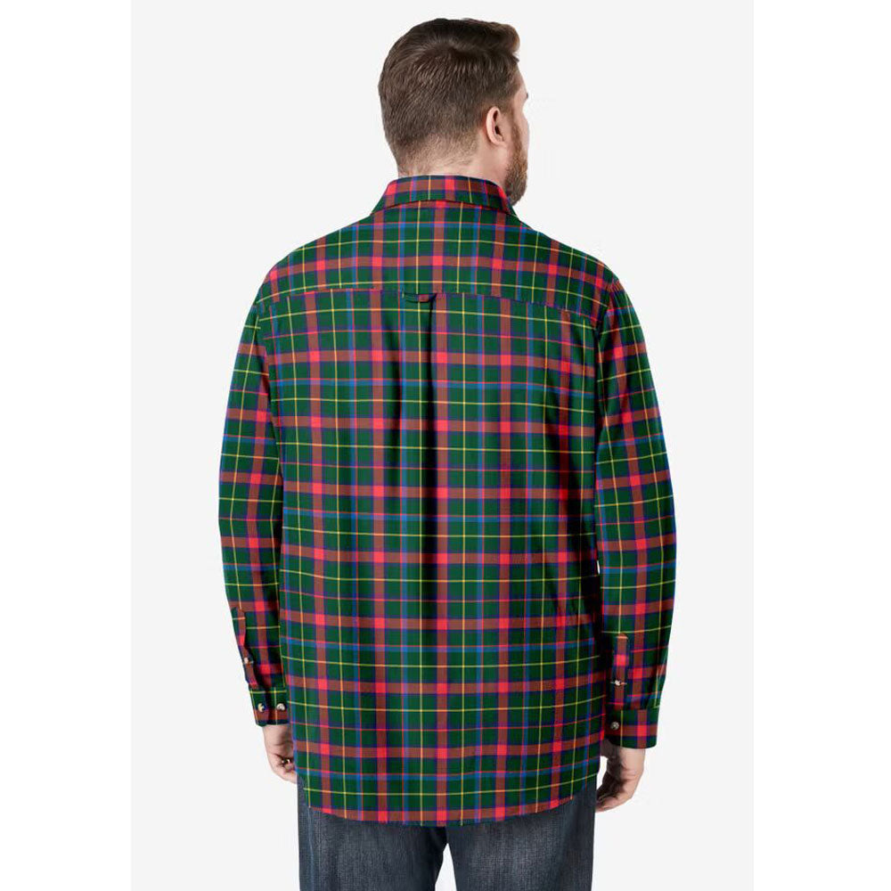 Holiday-themed multi plaid flannel shirt with chest pocket in Big & Tall sizing
