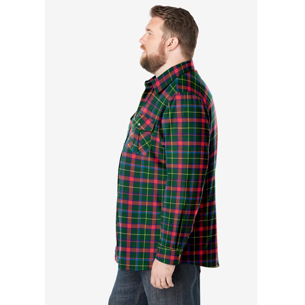 Holiday-themed multi plaid flannel shirt with chest pocket in Big & Tall sizing