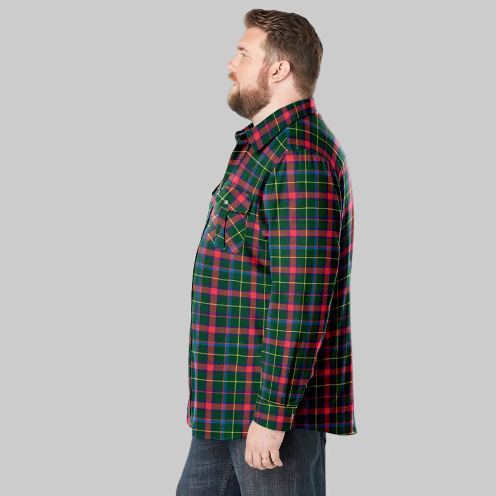 Holiday-themed multi plaid flannel shirt with chest pocket in Big & Tall sizing