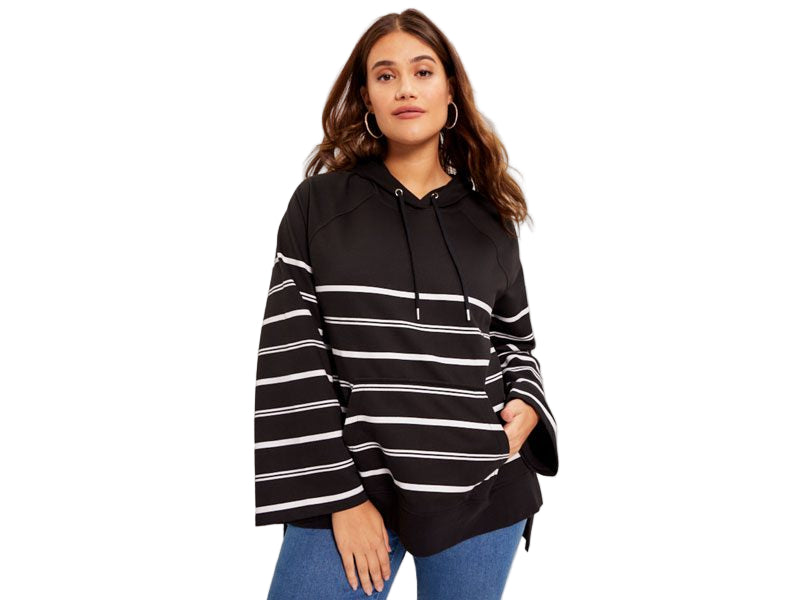 Flat-lay of striped French Terry Sweatshirt on neutral background