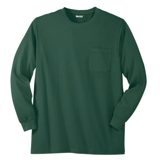 Hunter Green Big & Tall Long Sleeve T-Shirt – Cotton Blend Crewneck