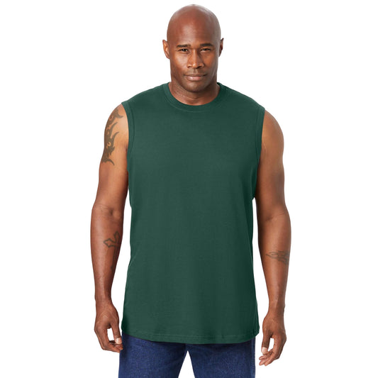 Hunter Green Big & Tall Muscle T-Shirt – Sleeveless Cotton Blend Tee