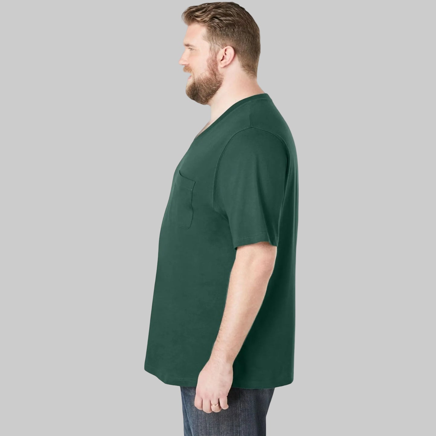 Hunter Green Big & Tall Short Sleeve V-Neck T-Shirt – Soft Cotton Blend