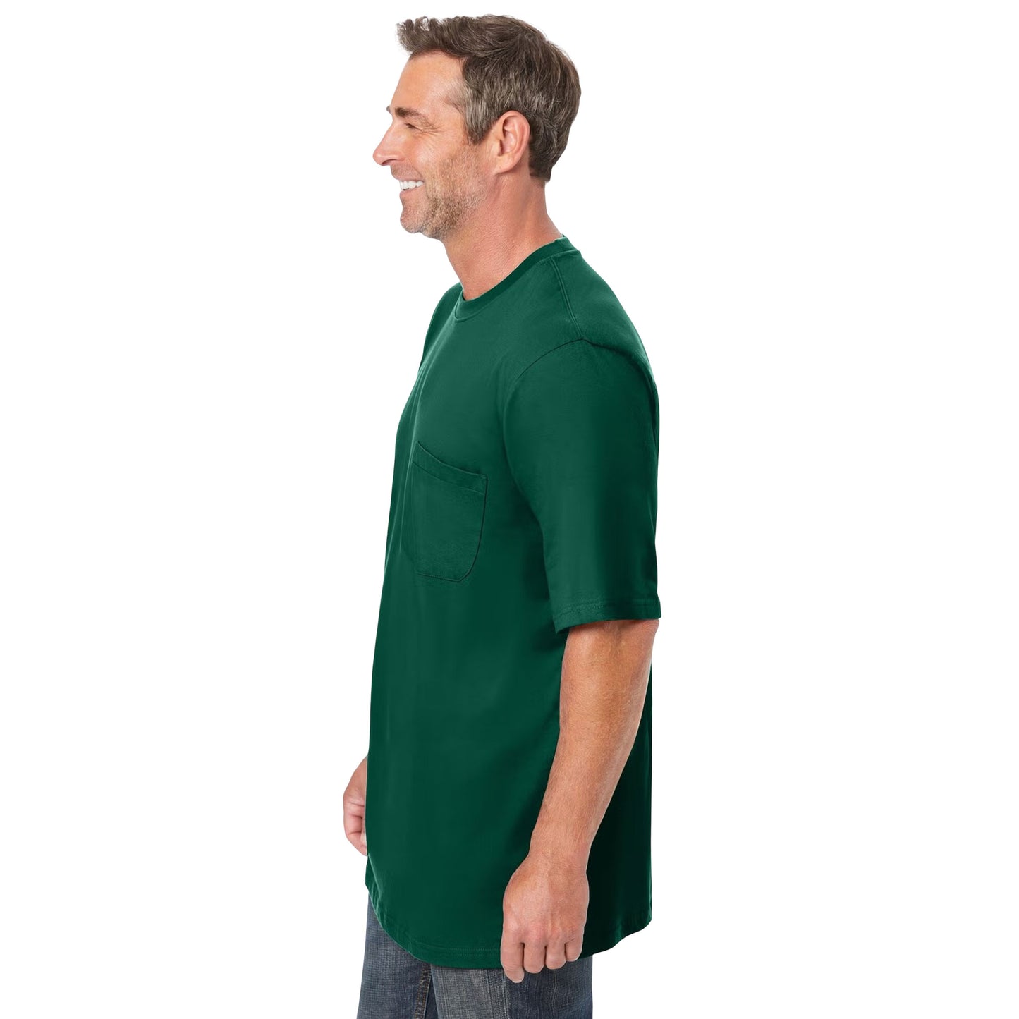 Hunter Green Classic Pocket Crewneck T-Shirt – Soft Cotton Blend Tee