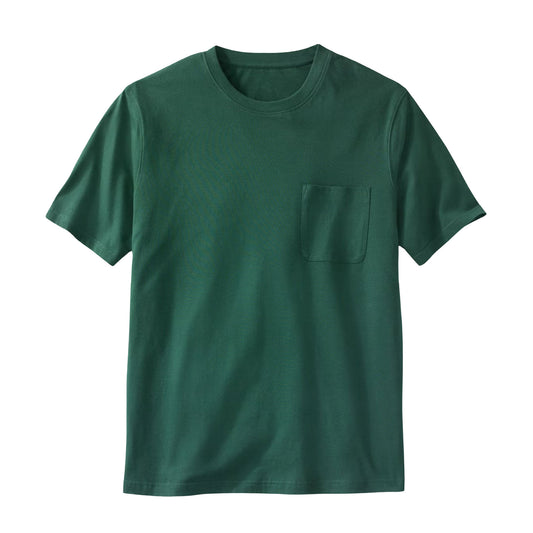 Hunter Green Classic Pocket Crewneck T-Shirt – Soft Cotton Blend Tee