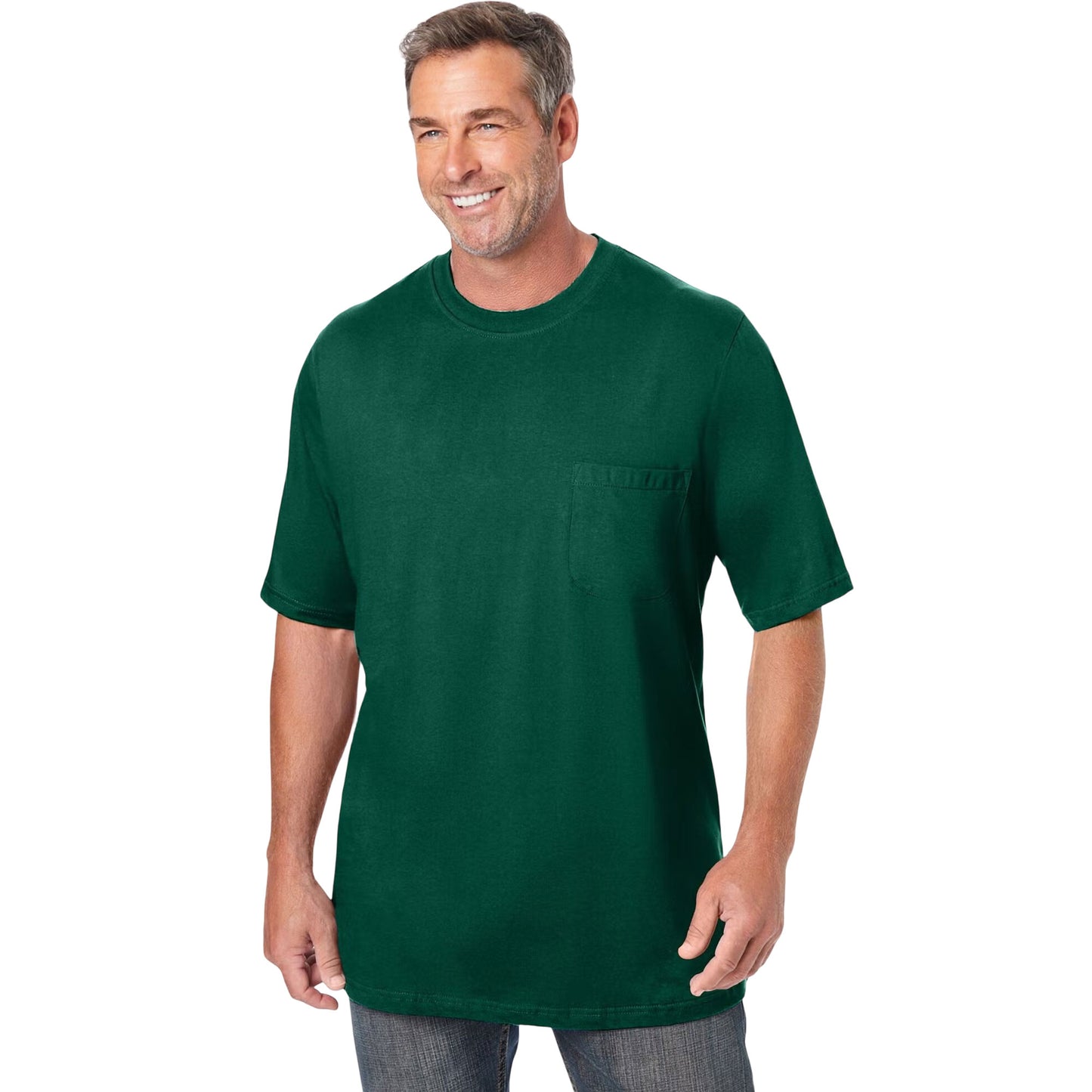 Hunter Green Classic Pocket Crewneck T-Shirt – Soft Cotton Blend Tee