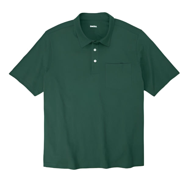 Hunter Green Big & Tall Jersey Polo Shirt with Chest Pocket and Button Placket