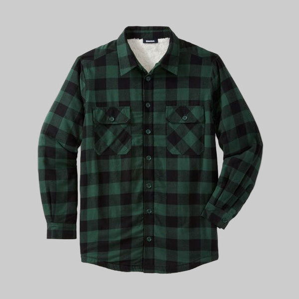 Hunter plaid flannel sherpa-lined shirt for men in Pakistan – front view
