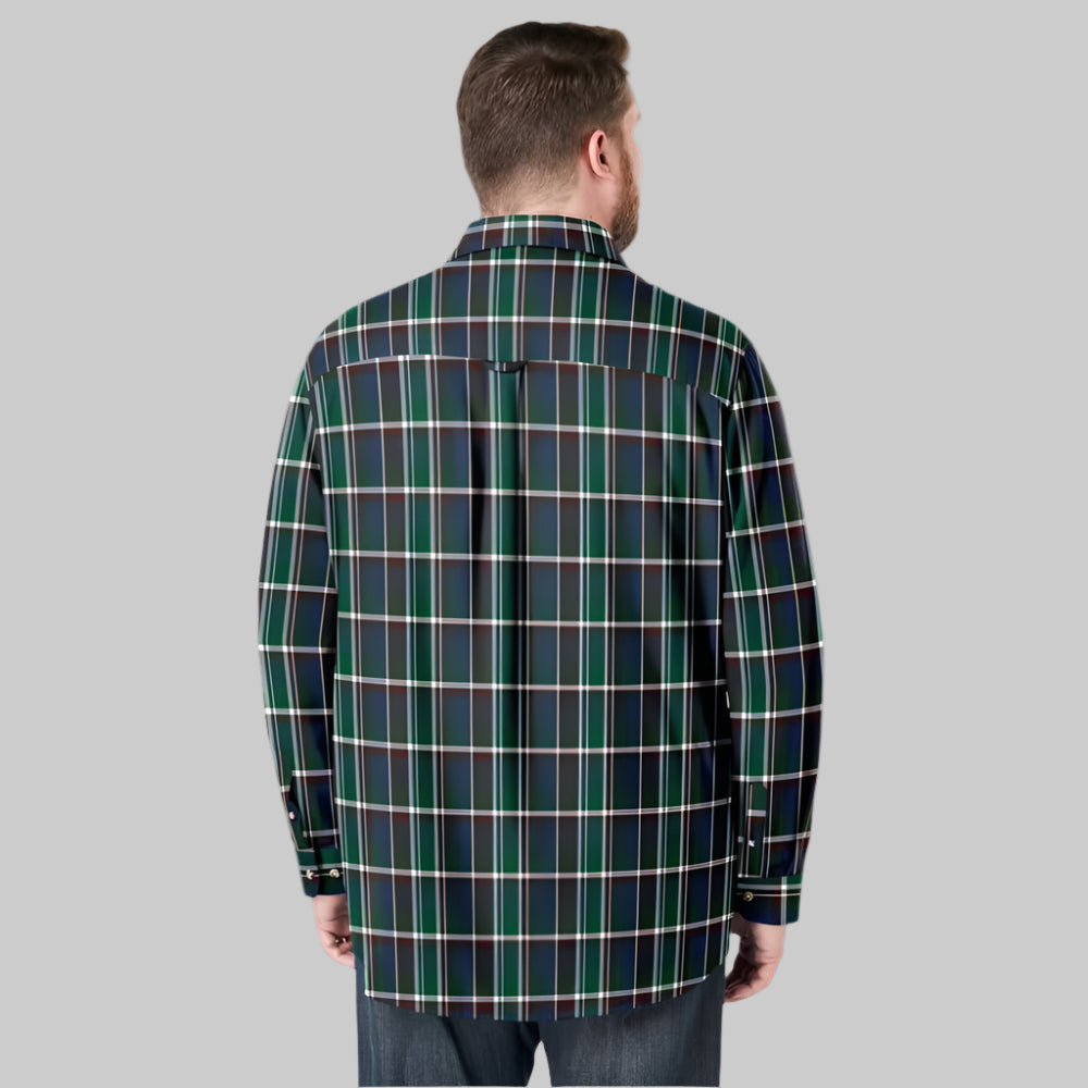 Hunter green plaid flannel shirt with chest pockets in Big & Tall relaxed fit