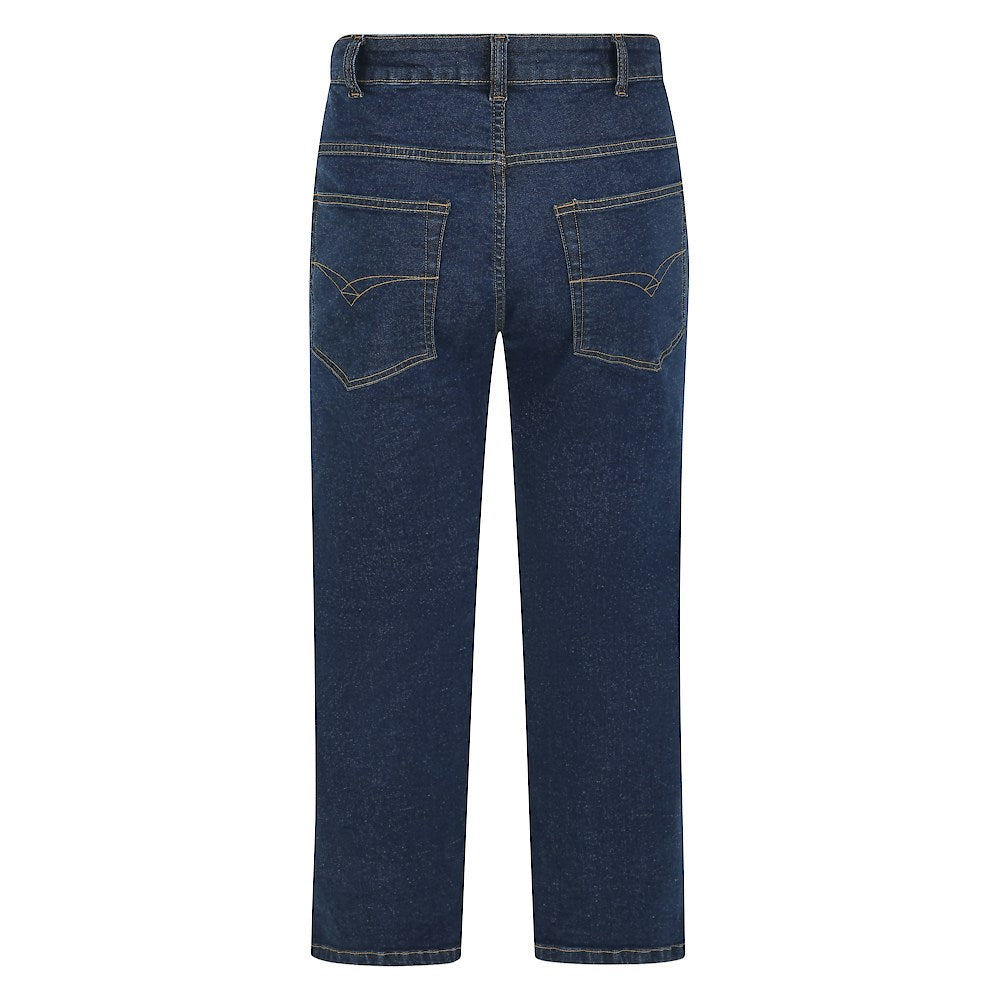 Indigo Blue Stretch Denim Jeans with belt loops and button fly
