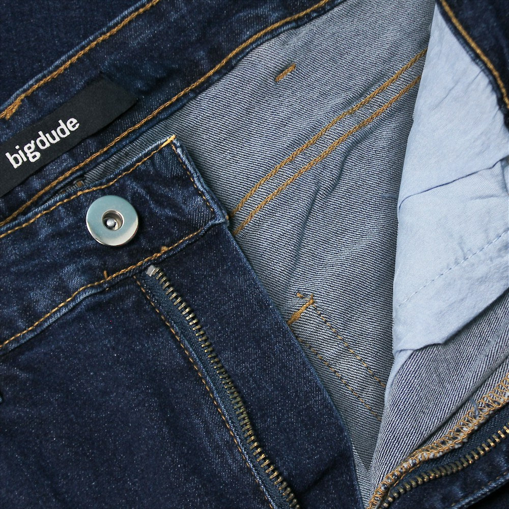Indigo Blue Stretch Denim Jeans with belt loops and button fly