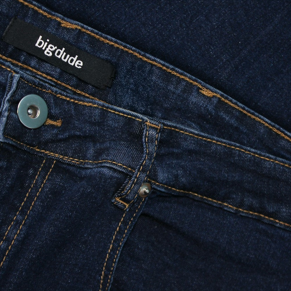 Indigo Blue Stretch Denim Jeans with belt loops and button fly