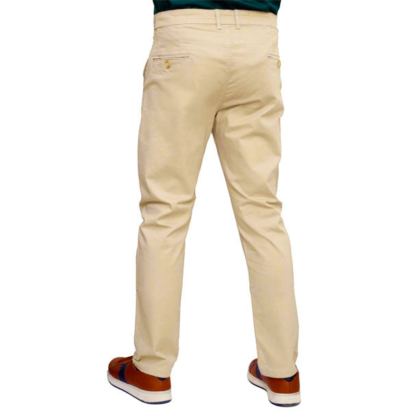 Khaki Straight Fit Regular Cotton Pants with Classic Leg and Button Closure – Men's Casual Wear