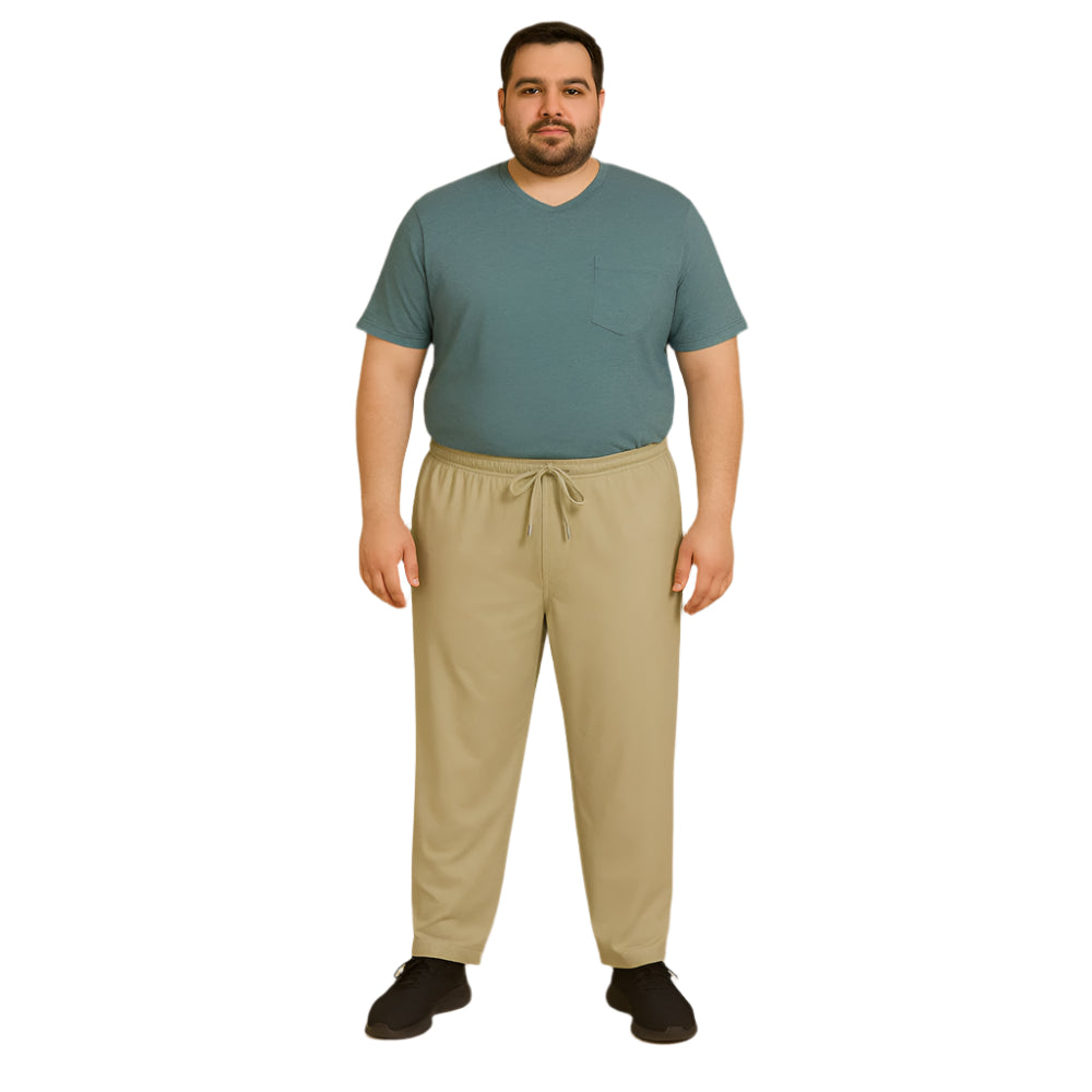 Khaki UrbanEase Plus Jersey Trousers With Zip Pockets PSM-8081