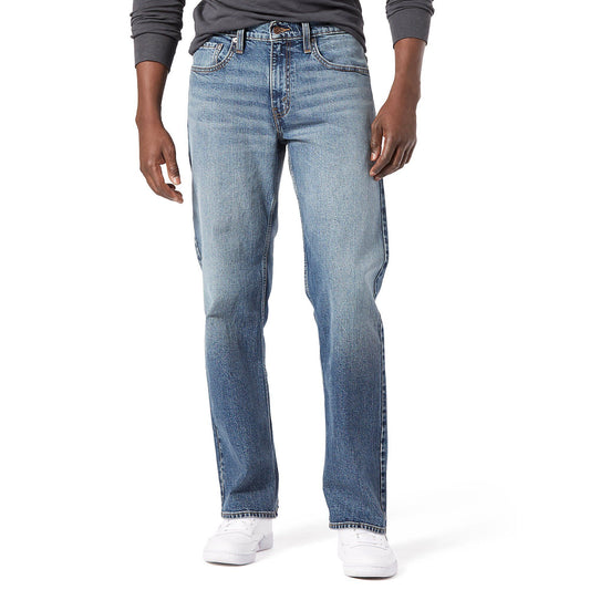 Full-length flat lay of Flying Strauss Signature Loose Fit Jeans in light wash