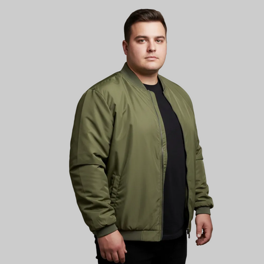 Light Olive Plus Size Bomber Jacket PSM-10535