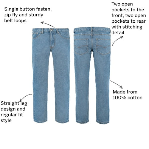 Light Wash Denim Jeans in straight leg regular fit