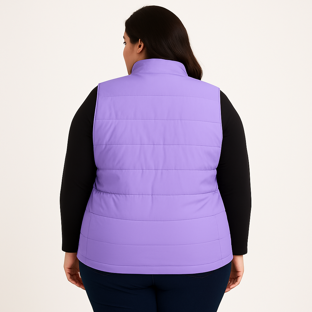 Lilac Purple Sleeveless Plus Size Women’s Puffer Jacket PSW-10073