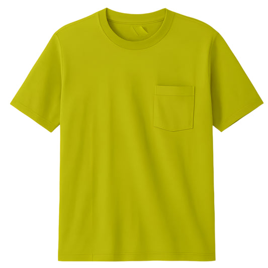Lime Green Short-Sleeve Crewneck T-Shirt | Cotton Pocket Tee