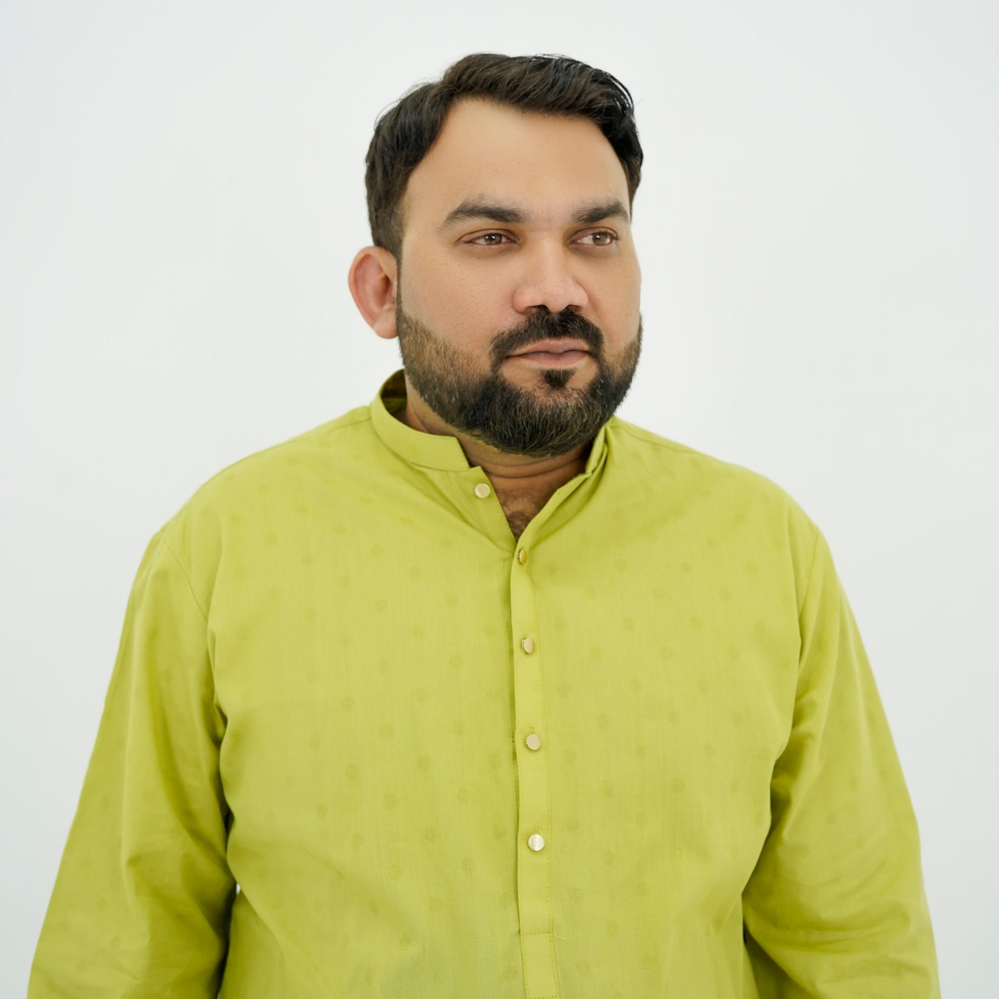 Lime Green Textured Cotton Plus Size Kurta Pajama PSM-9056