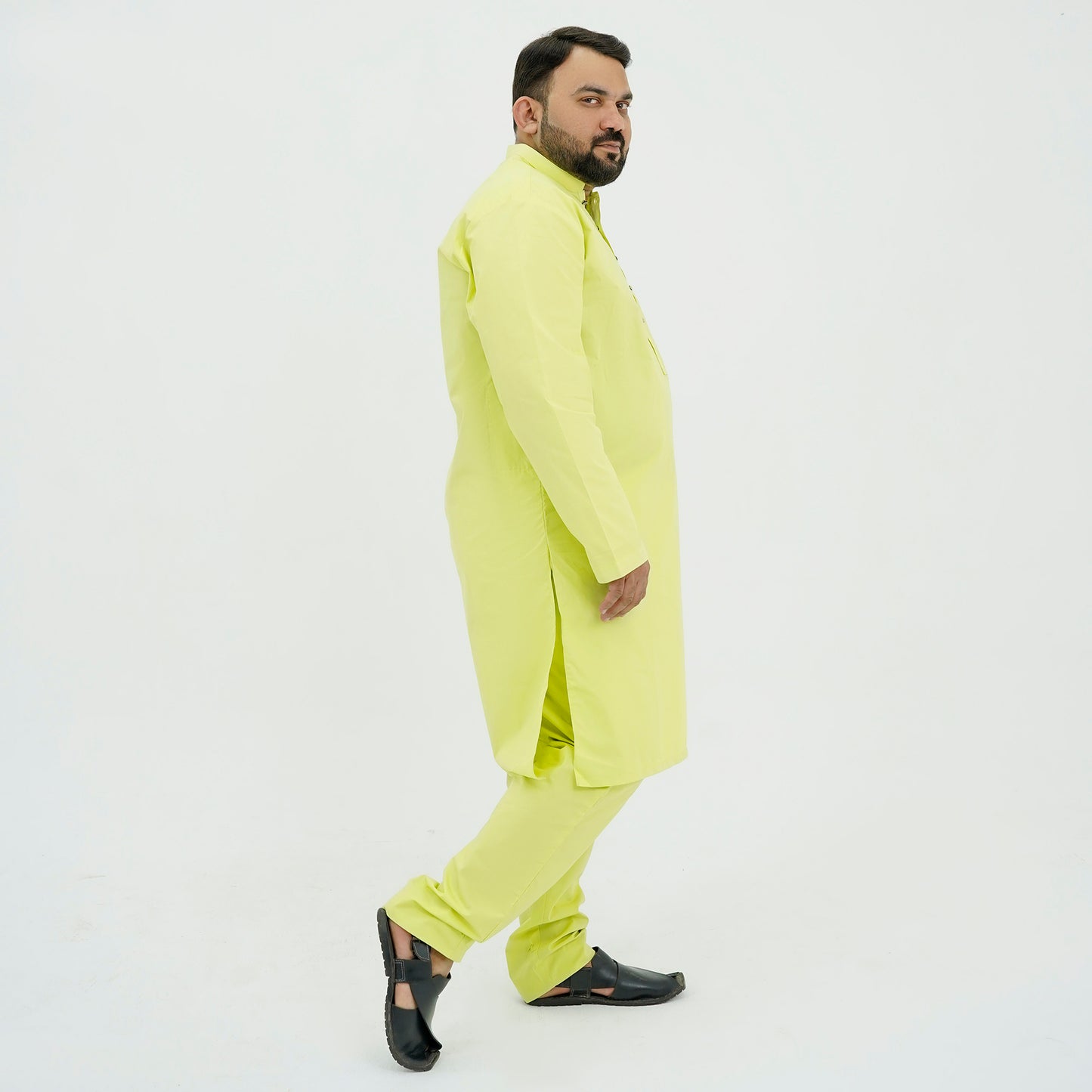 Lime Yellow Plus Size Kurta Pajama PSM-9060
