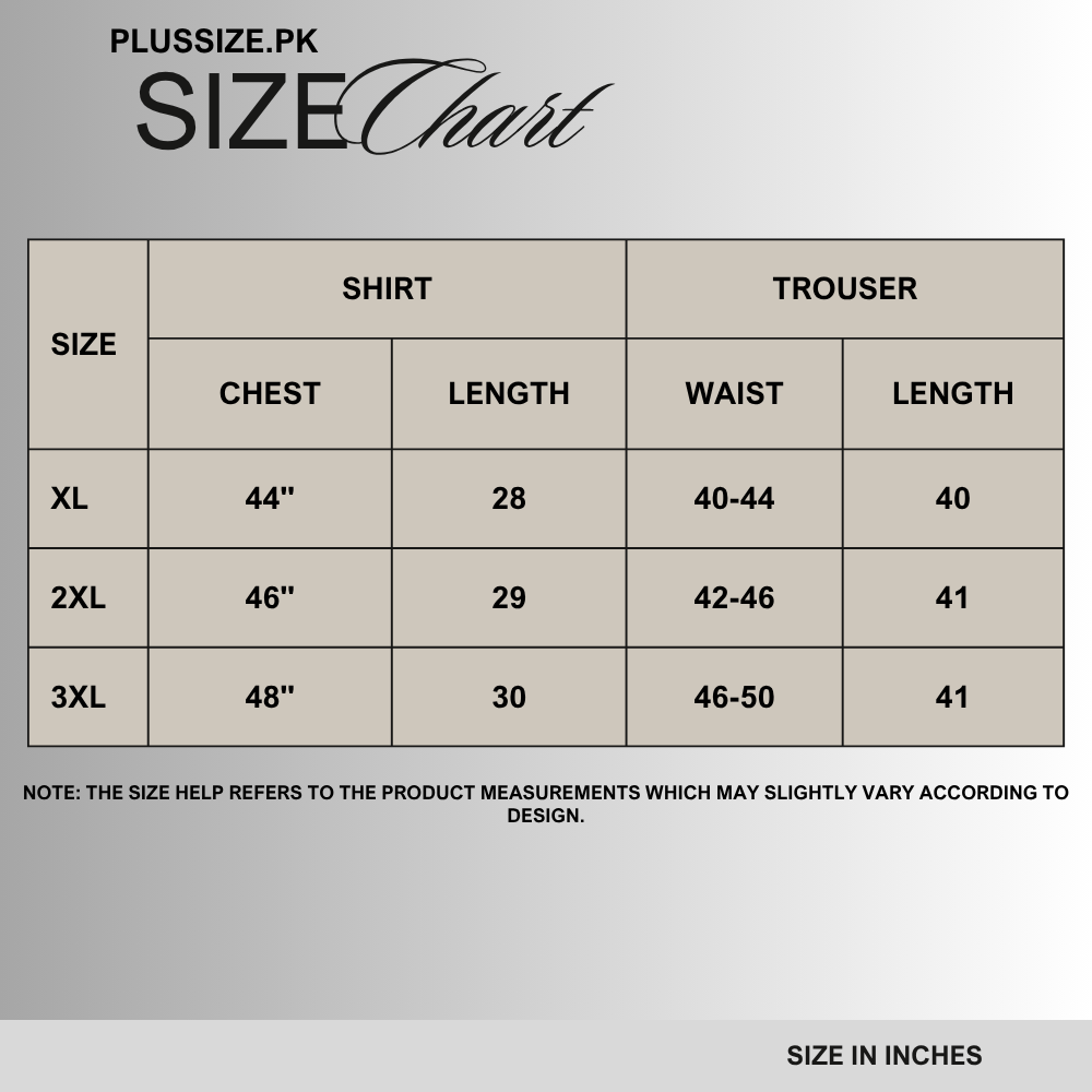 Size chart for Classic Navy Blue Plus Size Zip-up Tracksuit PSM-10225
