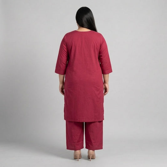 Maroon Chikankari Lawn Co-Ord Set