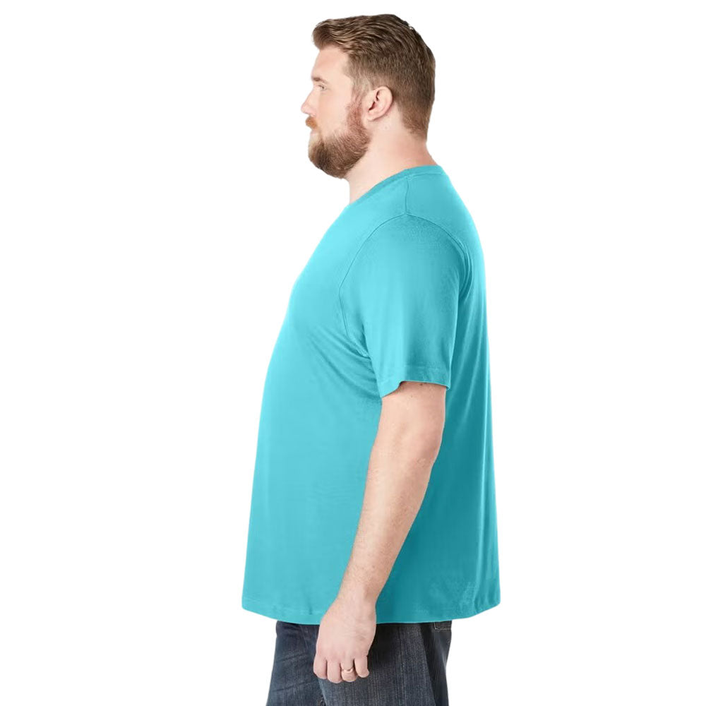 Plus-size Shrink-Less™ crewneck t-shirt with a relaxed fit, taped neck seams, and durable cotton fabric that won’t shrink in the dryer.
