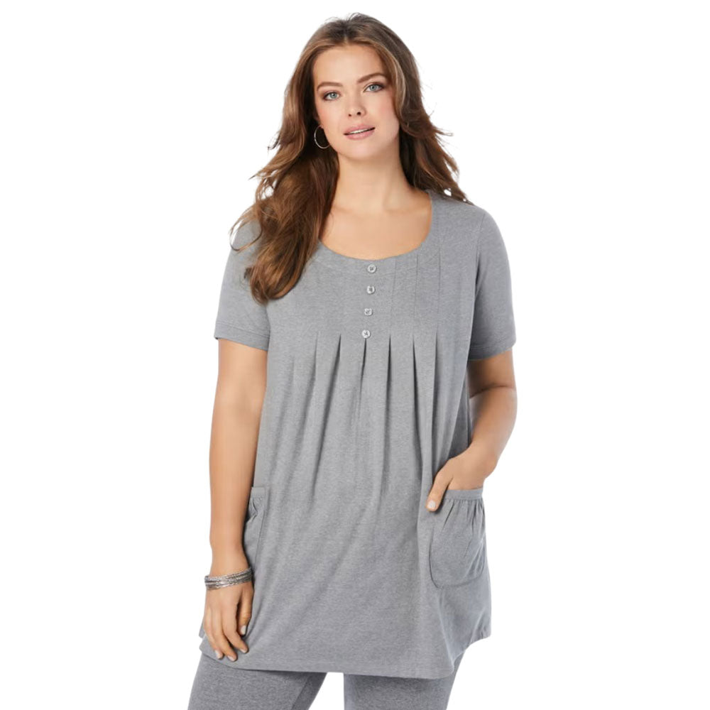 Medium Heather Grey Two Pocket Soft Knit Tunic PSW-9798