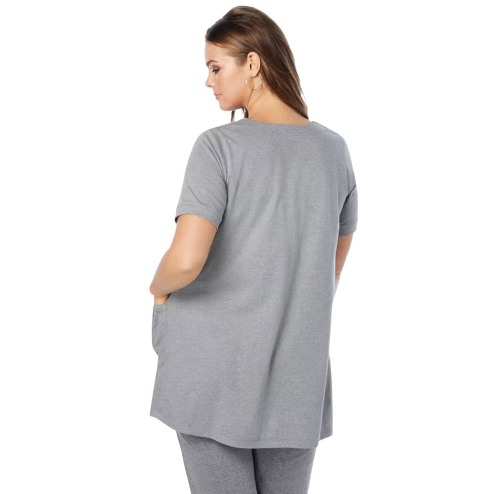 Medium Heather Grey Two Pocket Soft Knit Tunic PSW-9798