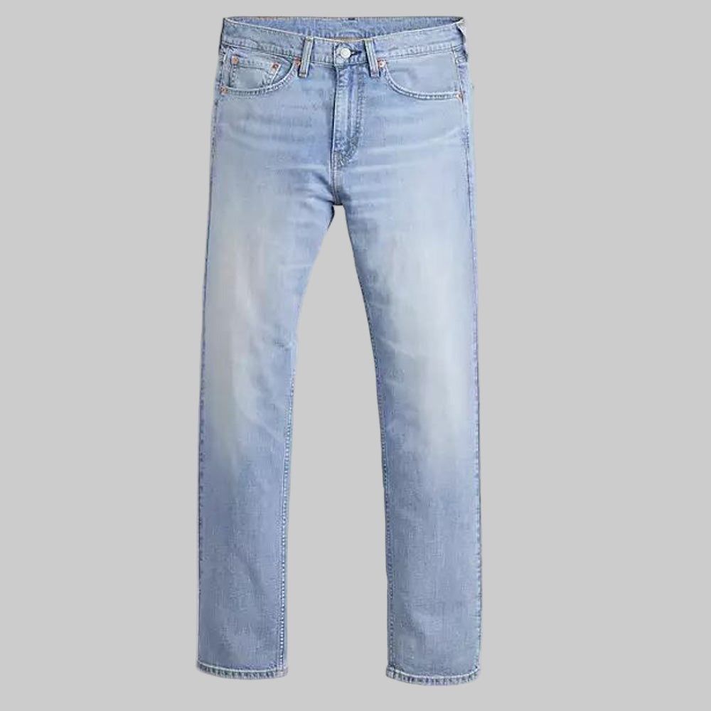 Classic Medium Wash Regular Stretch Jeans with straight-leg fit, zip fly, and 5-pocket styling in stretch denim.