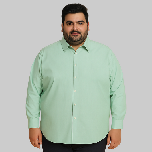 Flat-lay of mint green micro-stripe long sleeve formal shirt