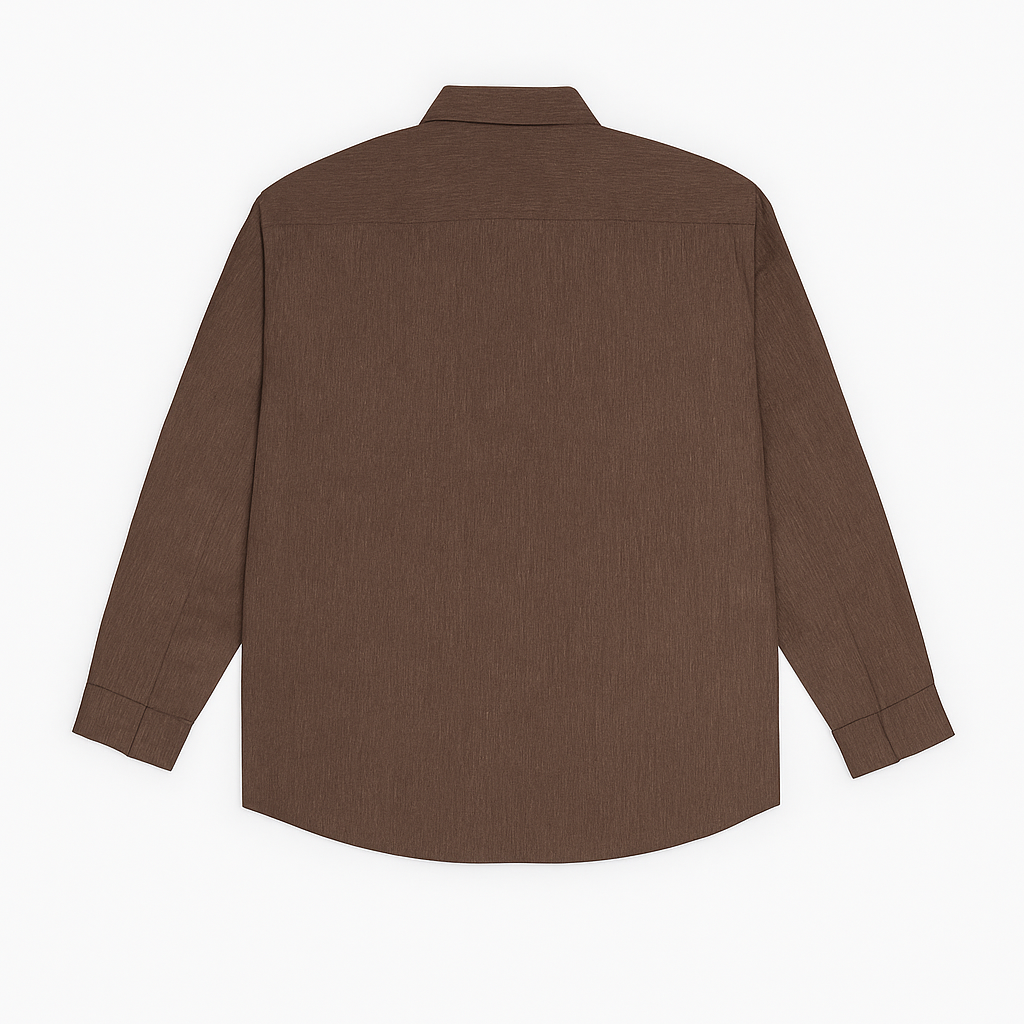 Mocha Brown Textured Plus Size Smart Casual Shirt PSM-9873