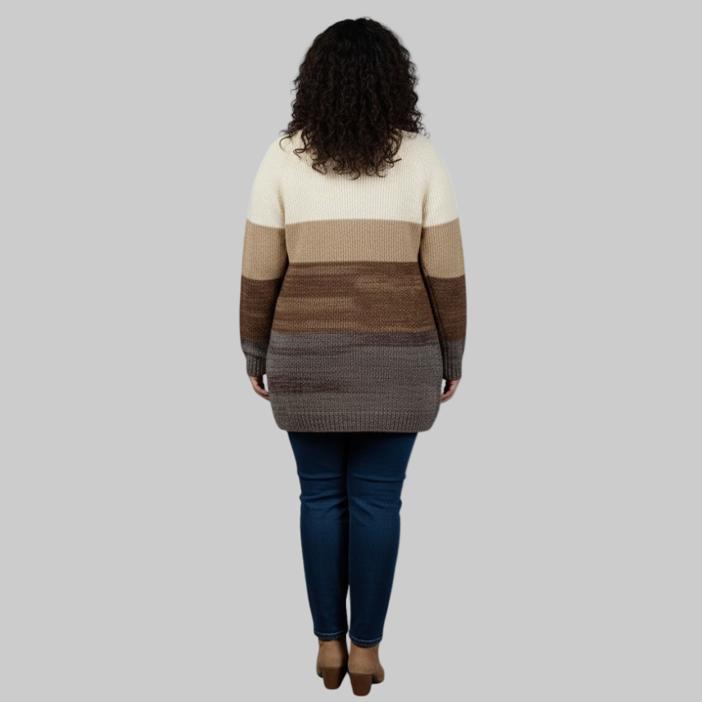 Mocha Ombre Ribbed Knit Cardigan Sweater PSW-10393