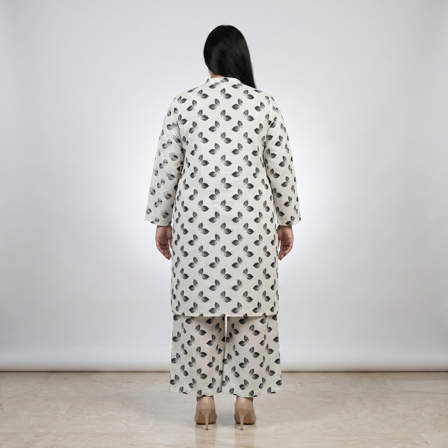Monochrome Leaf Printed Co-ord Set PSW-11152